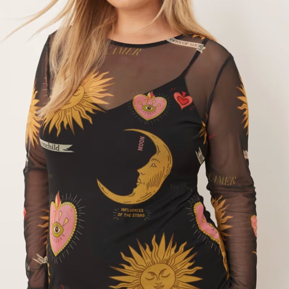 Never Fully Dressed Plus mystical print mesh maxi dress - Picture 2 of 3